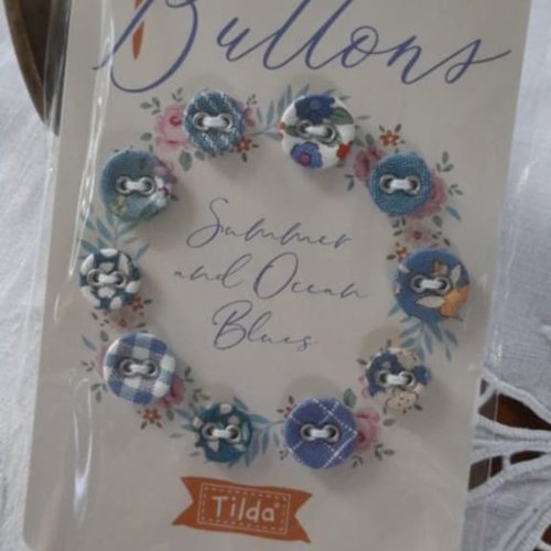 Pochette bouton tilda "buttons summer and ocean blues"