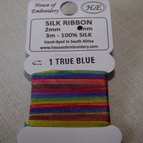 Ruban de soie 2mm house of embroidery col 1c true blue 