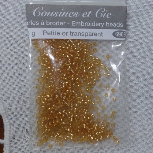 Perles à broder  cousines et compagnies col 6909 petite or transparente