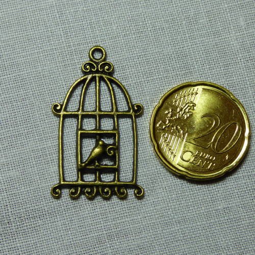 Charms cage à oiseau couleur bronze ref  2 