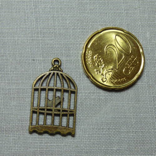 Charms cage à oiseau couleur bronze ref 1 