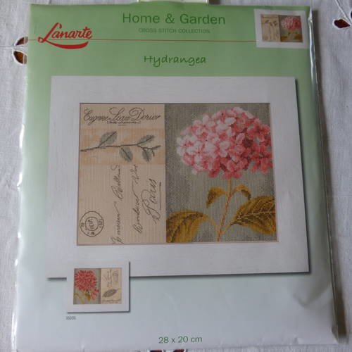 Kit point de croix lanarte hydrangea collection home et garden 
