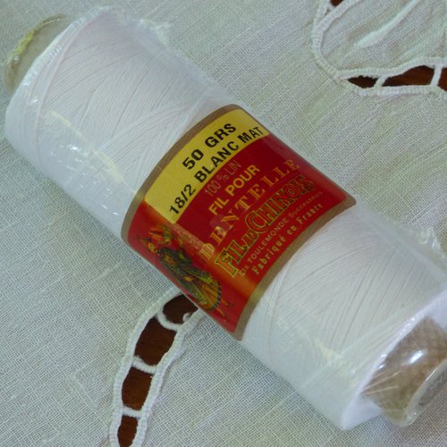 Fil lin pour dentelle 18/2 blanc mat