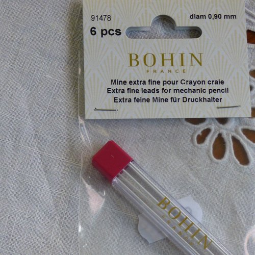Recharge porte-mine bohin  0.9 mm blanc ref  91478