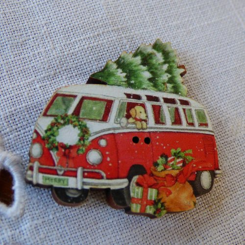 Bouton en bois van du père noël
