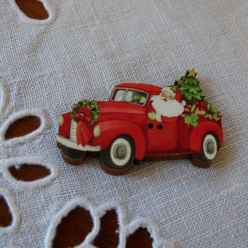 Bouton en bois pick up du père noël