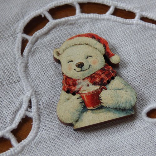 Bouton en bois ours banquise