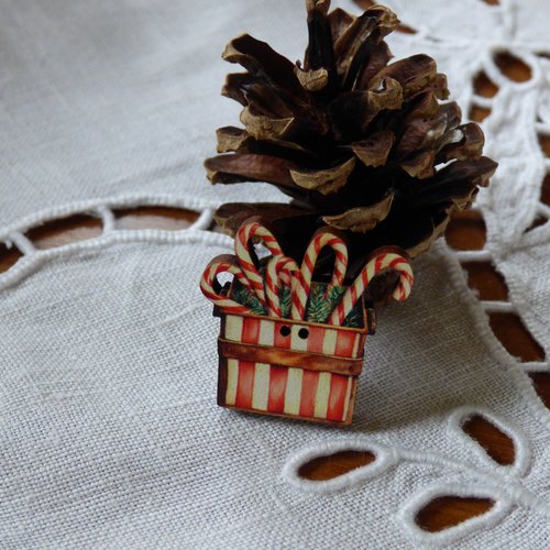 Bouton en bois boite de sucre d'orge