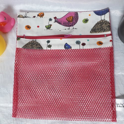 Filet de lavage pour lingettes, débarbouillettes poulettes multicolores