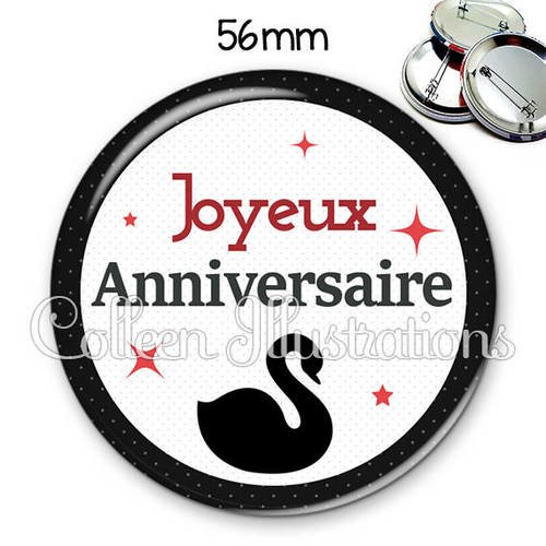 Badge 56mm Joyeux Anniversaire 036noi02 Un Grand Marche