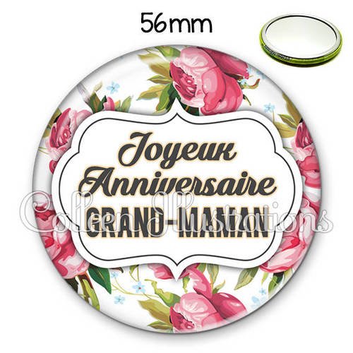 Miroir 56mm Joyeux Anniversaire Grand Maman 006mul09 Un Grand Marche