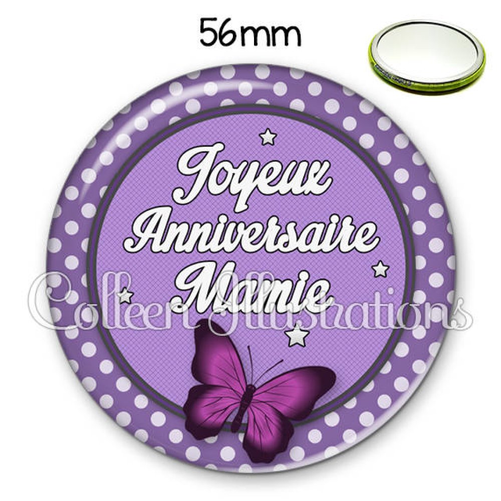 Miroir 56mm Joyeux Anniversaire Mamie 016vio02 Un Grand Marche