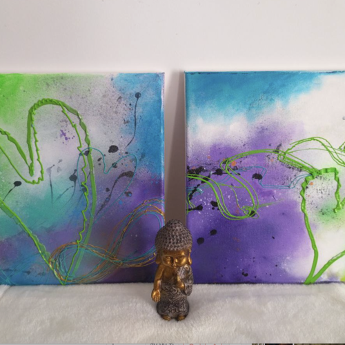 Peinture vert, bleu, violet, amour et guérison