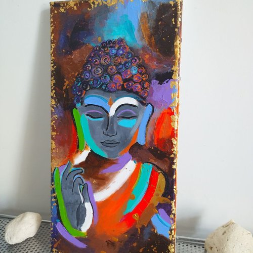 Bouddha, peinture multicolore