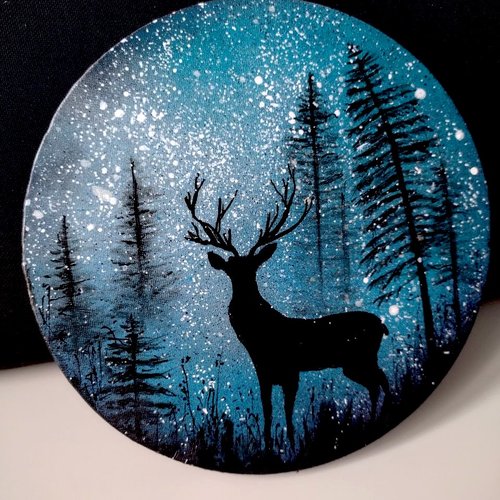 Le cerf, ciel étoilé