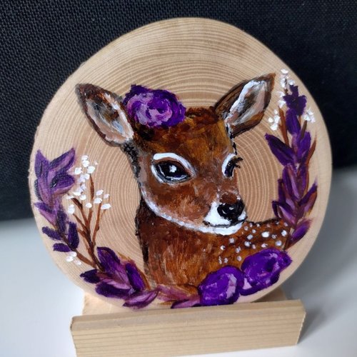 La biche, peinture sur bois