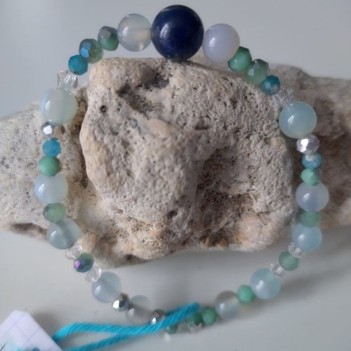 Bracelet détente, lapis lazuli, apatite, verre