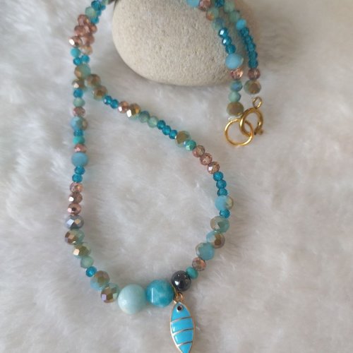 Parure poisson amazonite hématite