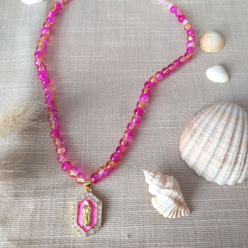 Collier vierge marie, paix et joie