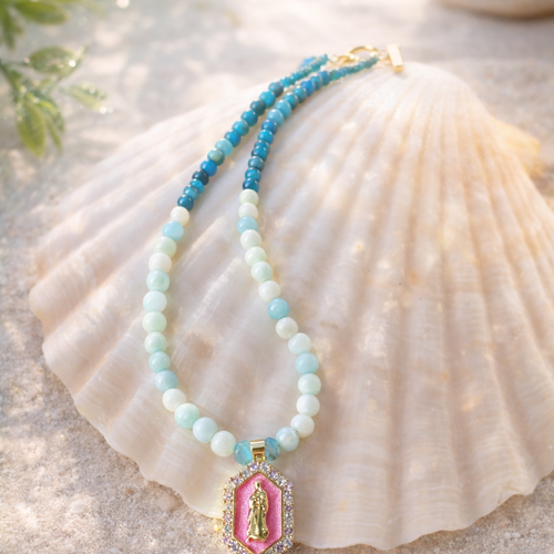 Collier “lumière de marie” apatite & amazonite