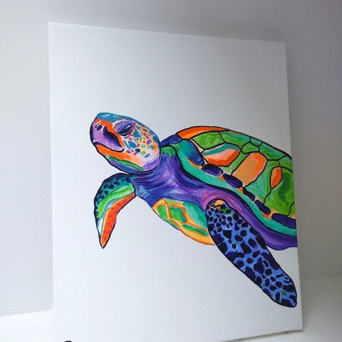 Peinture tortue, acrylique sur toile