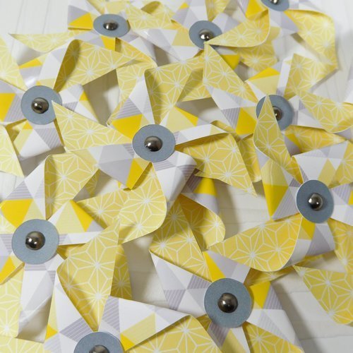 15 petits moulins à vent pour votre décoration "gris, blanc, jaune": moulins à vent personnalisables
