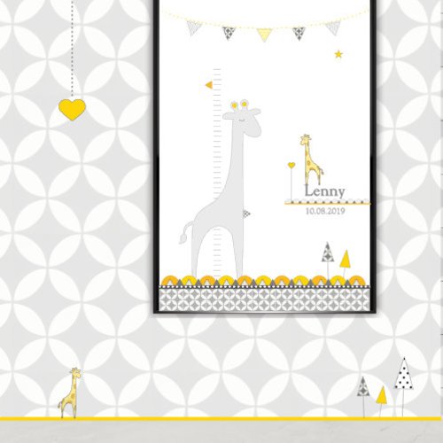 Affiche girafe imprimable personnalisée - carte postale 10x15 fichier numèrique