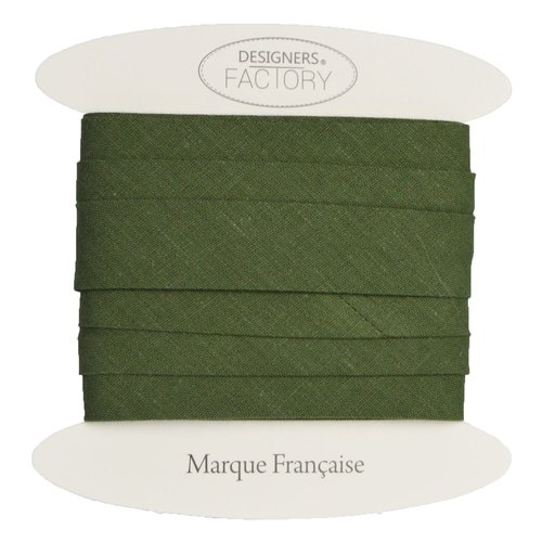 Biais coton vert kaki de belle qualité - biais couture vert kaki par 5 mètres