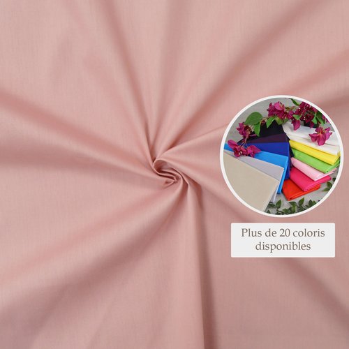 Tissu popeline de coton vieux rose, idéal pour vos travaux de couture, vêtements ou accessoires - dimension: 3m x 1m40