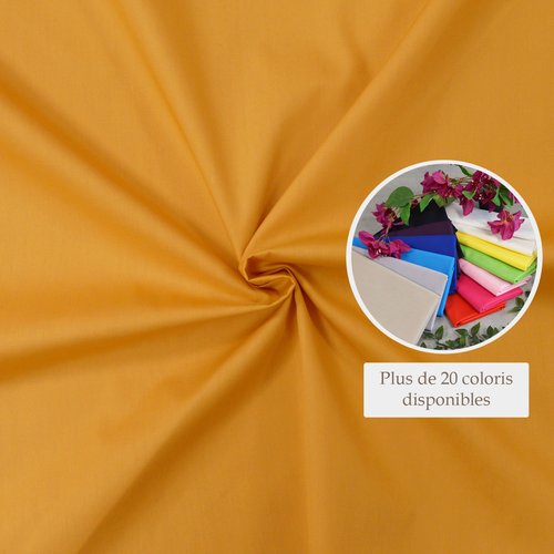 Tissu popeline de coton jaune moutarde, idéal pour vos travaux de couture, vêtements ou accessoires - dimension: 3m x 1m40