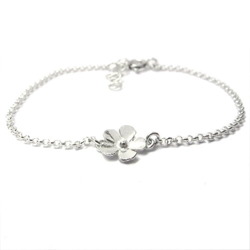 Bracelet en argent 925/1000 fleur de cerisier sakura fin et minimaliste