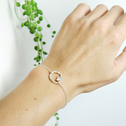 Bracelet ajustable fleur de cerisier en argent massif 925/1000 de la collection sakura