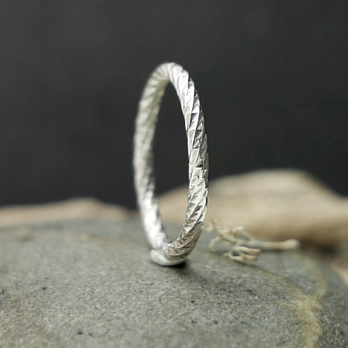 Anneau empilable épais fil torsadé en argent 925 recyclé pour femme, empilable