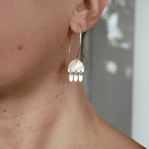 Boucles d'oreilles bohêmes en argent 925 recyclé pendantes
