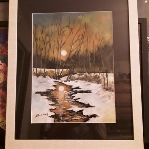 Coucher de soleil  sur la neige