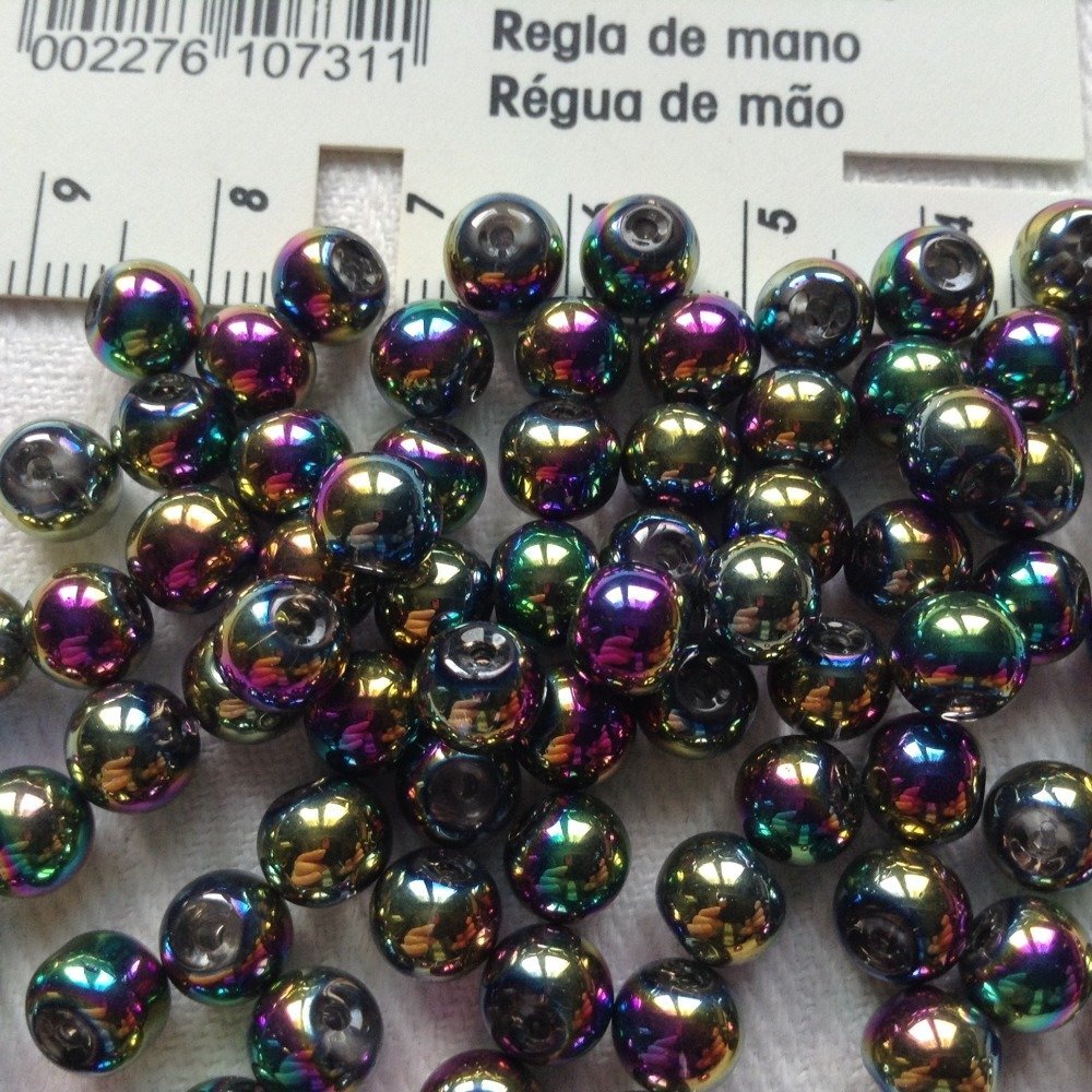 10 perles cube en verre irisé multicolore 8 x 8 mm 