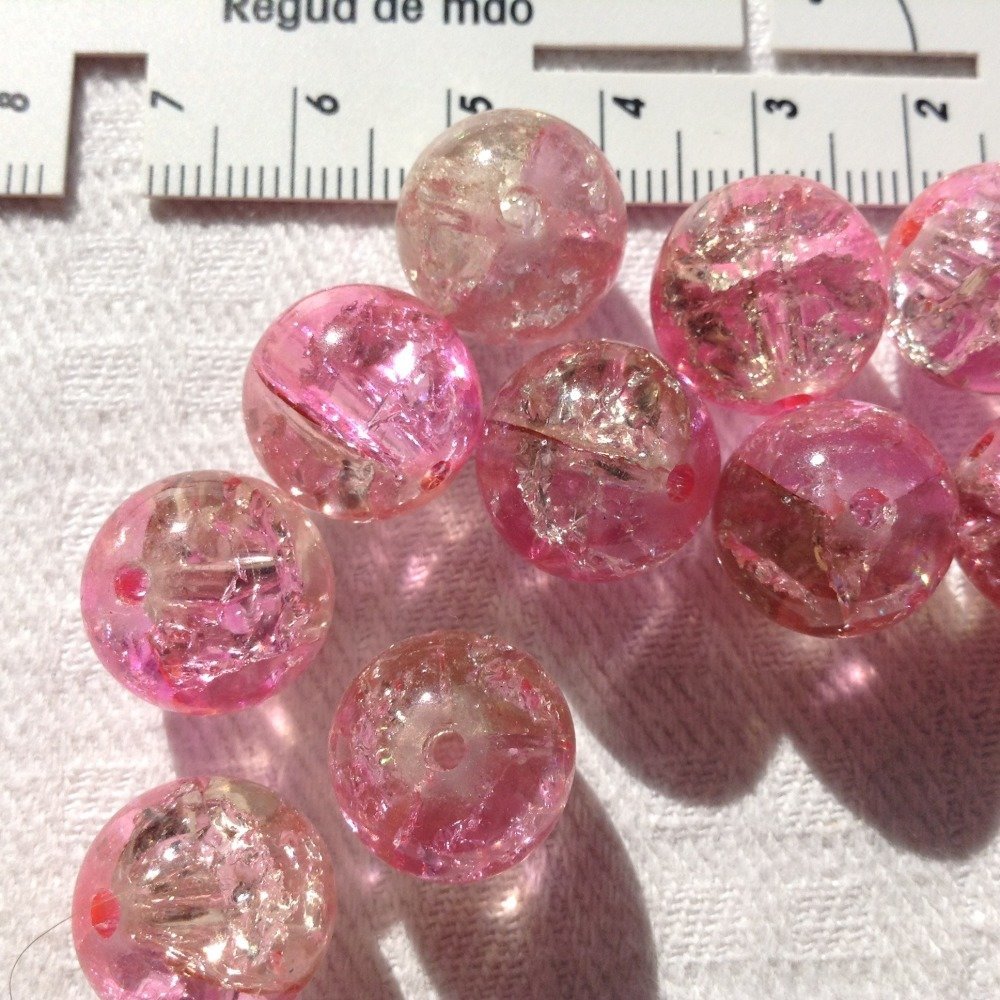 Lot de 20 perles craquelées en verre 10mm Bicolore Rouge cristal 