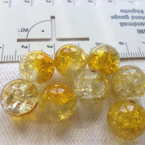 Lot de 20 perles craquelées en verre 10mm Bicolore Vert Jaune