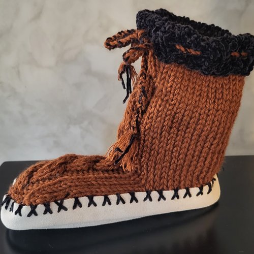 Chaussons tricot semelle