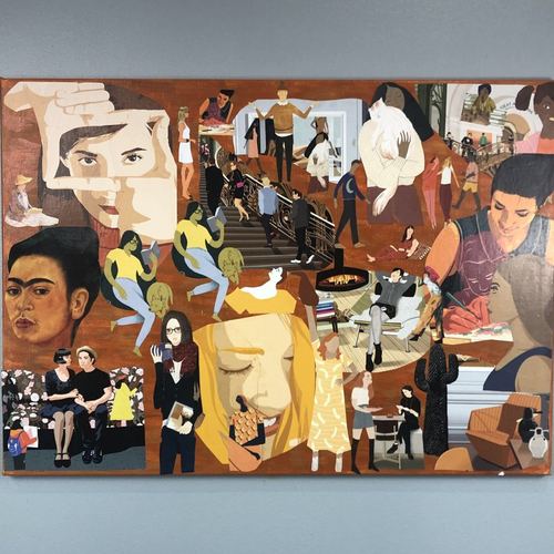 Tableaux peinture/collage toile tendue réf 4819