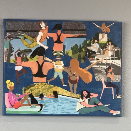 Tableaux peinture/collage toile tendue réf 4879