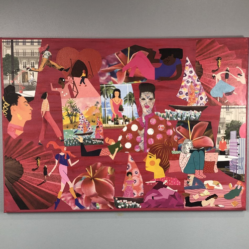 Tableaux peinture/collage toile tendue réf 4809