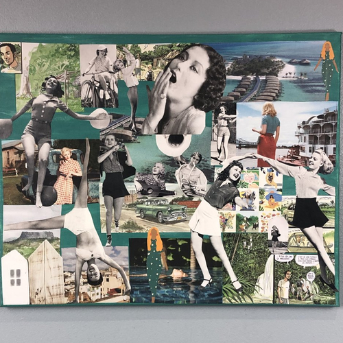 Tableaux peinture/collage toile tendue réf 4844