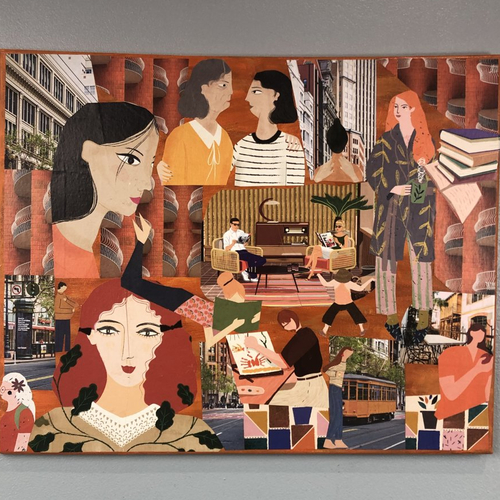 Tableaux peinture/collage toile tendue réf 4829