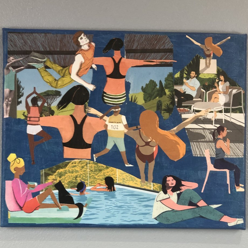 Tableaux peinture/collage toile tendue réf 4879