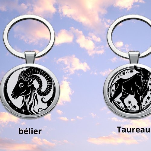 Porte-clés signe astrologique – accessoire personnalisé zodiaque en métal – cadeau unique pour amateurs d'astrologie