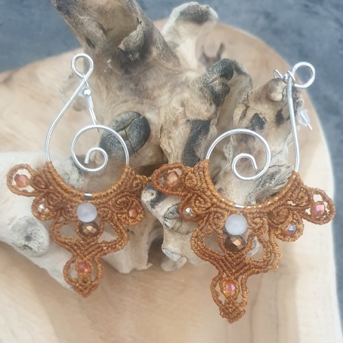 Boucles d'oreilles macramé clé de sol