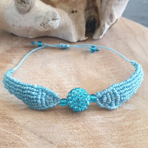 Bracelet macramé ange bleu