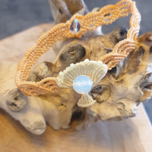 Bracelet / cheville macramé coquillage