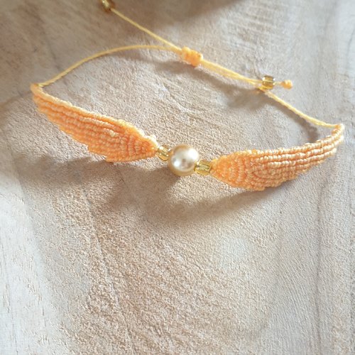 Bracelet macramé ange doré